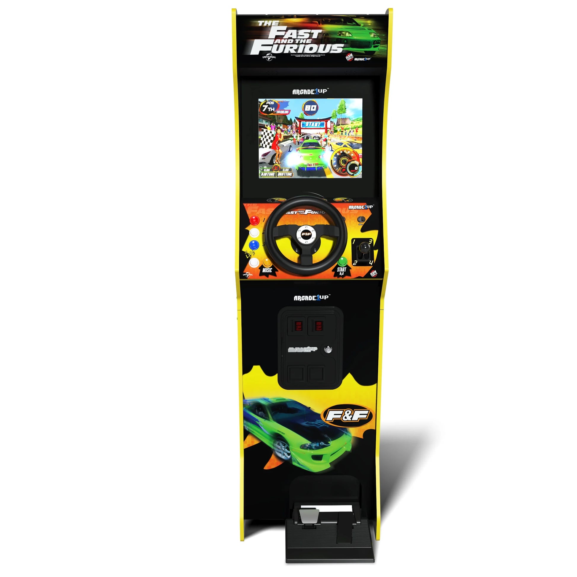 the Fast & the Furious Deluxe Arcade Game, Built for Your Home, with 5-Foot-Tall Stand-Up Cabinet, 2 Classic Games, and 17-Inch LCD Screen