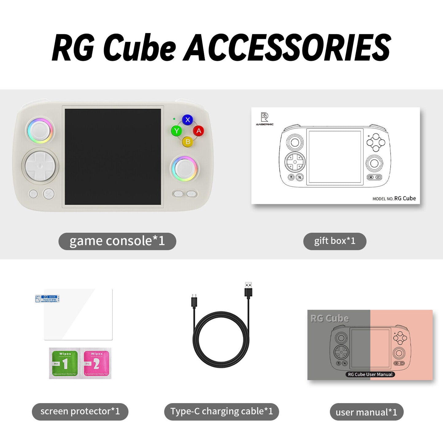 ANBERNIC RG Cube 3.95' IPS Handheld Game Console RGB Android 13 256G 9K+ Games