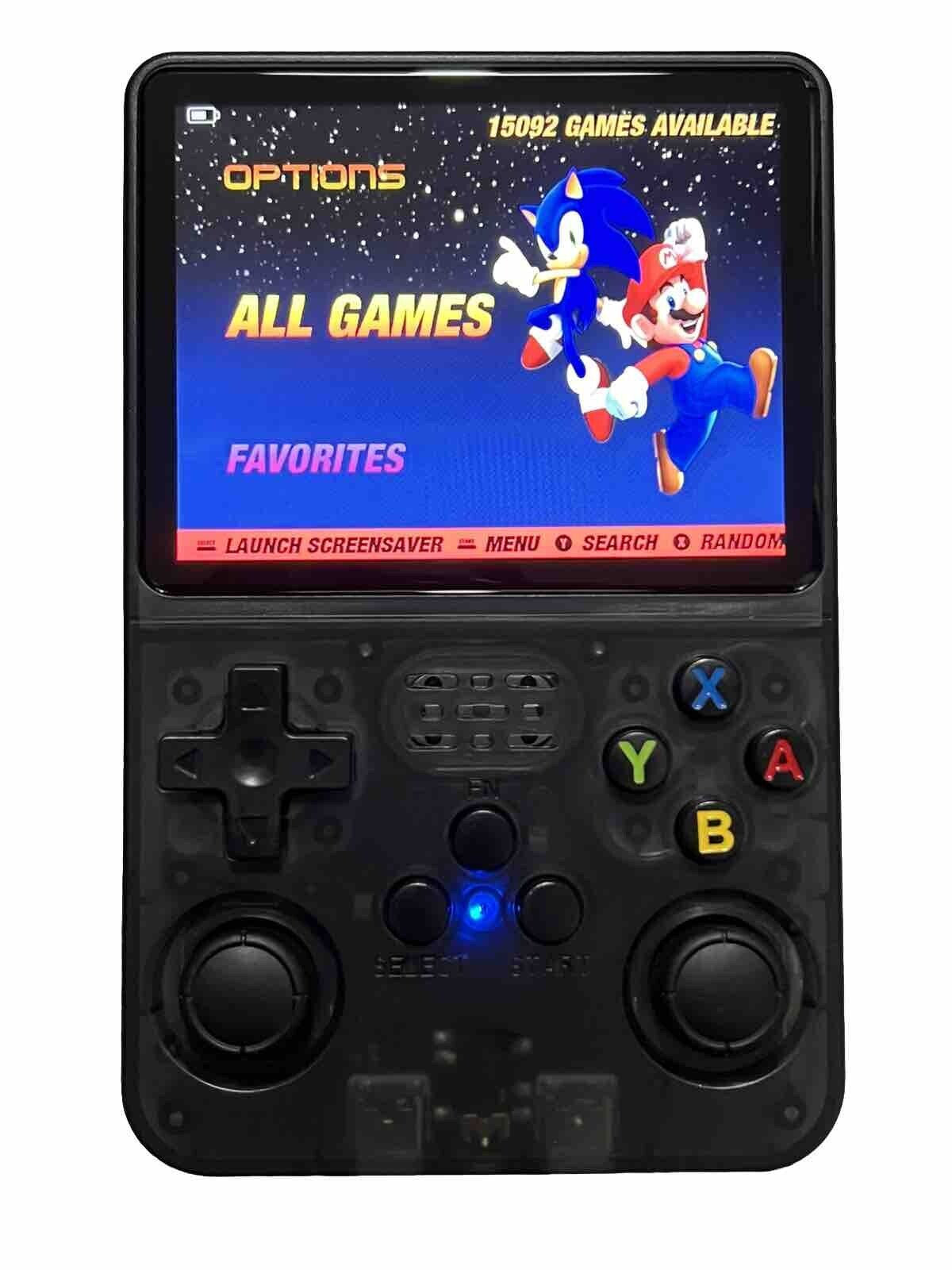 R36S Handheld Video Game Console - 15,000+ RETRO GAMES - 3.5 Inch Screen - Black