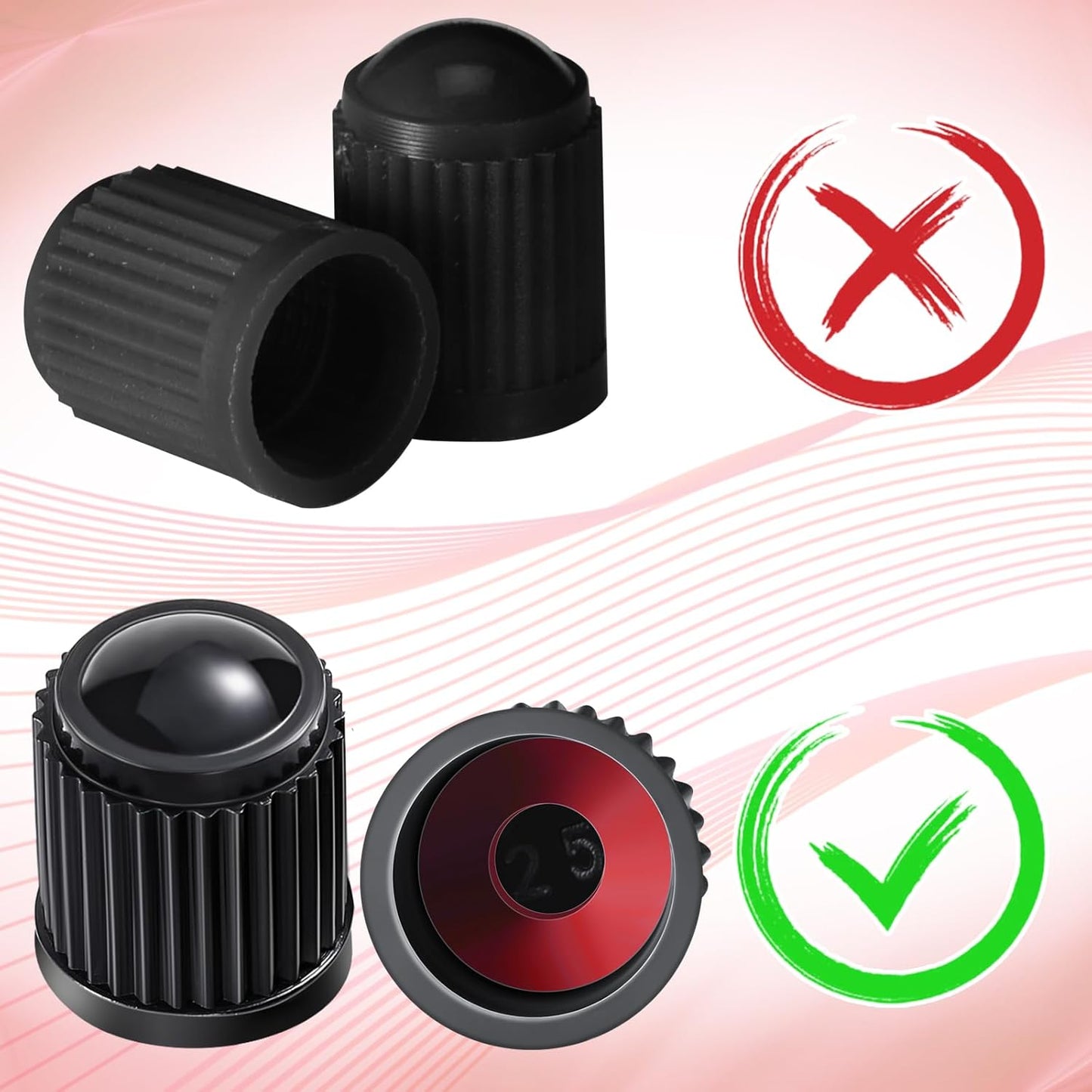 Plastic Tyre Valve Dust Caps for Car, Motorbike, Trucks, Bike and Bicycle, 20 Pack (Black)