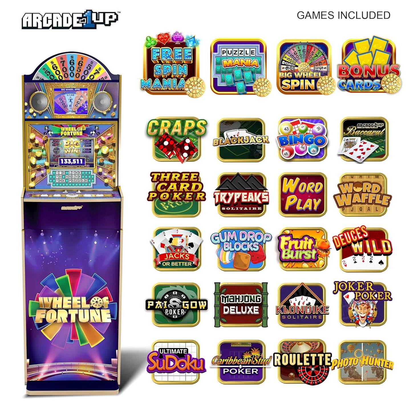 Wheel of Fortune Tall Stand up Cabinet Video Arcade Games