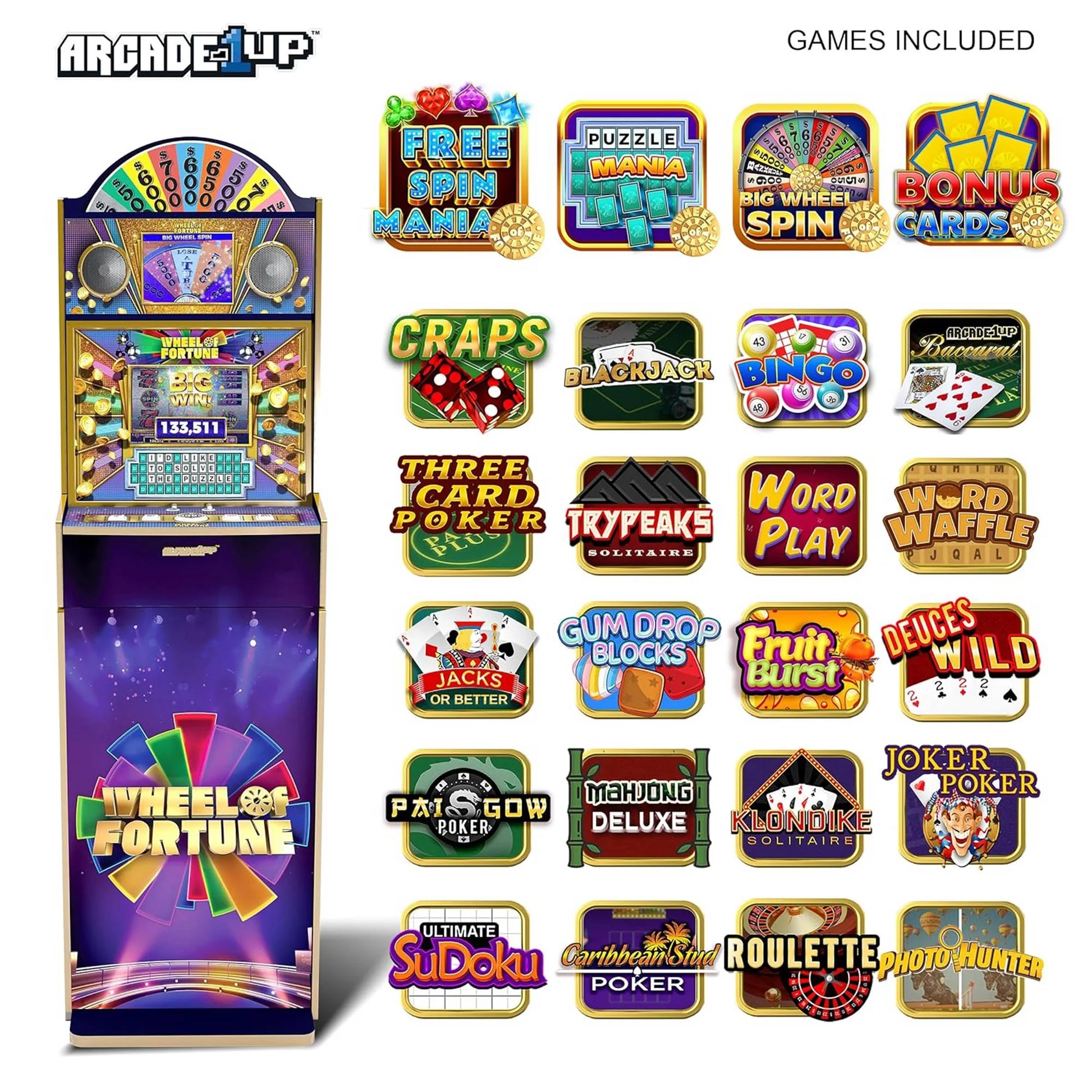 Wheel of Fortune Tall Stand up Cabinet Video Arcade Games