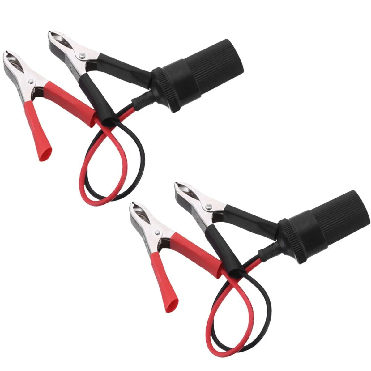 2PCS Car Battery Alligator Clamp Clip Cigarette Lighter Power Adapter Socket 12V