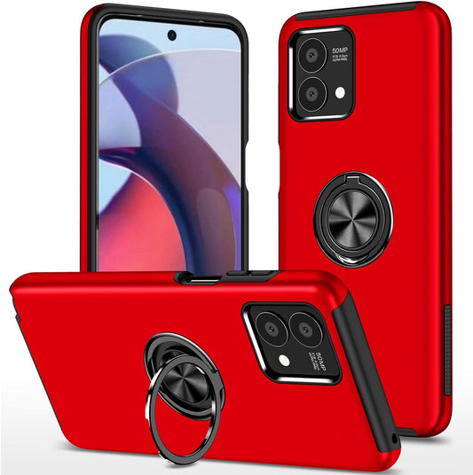 Motorola Moto G Stylus 5G 2023 Case - Military Grade Shockproof with Built-in Ring Holder & Kickstand - Car Mount Compatible - Red