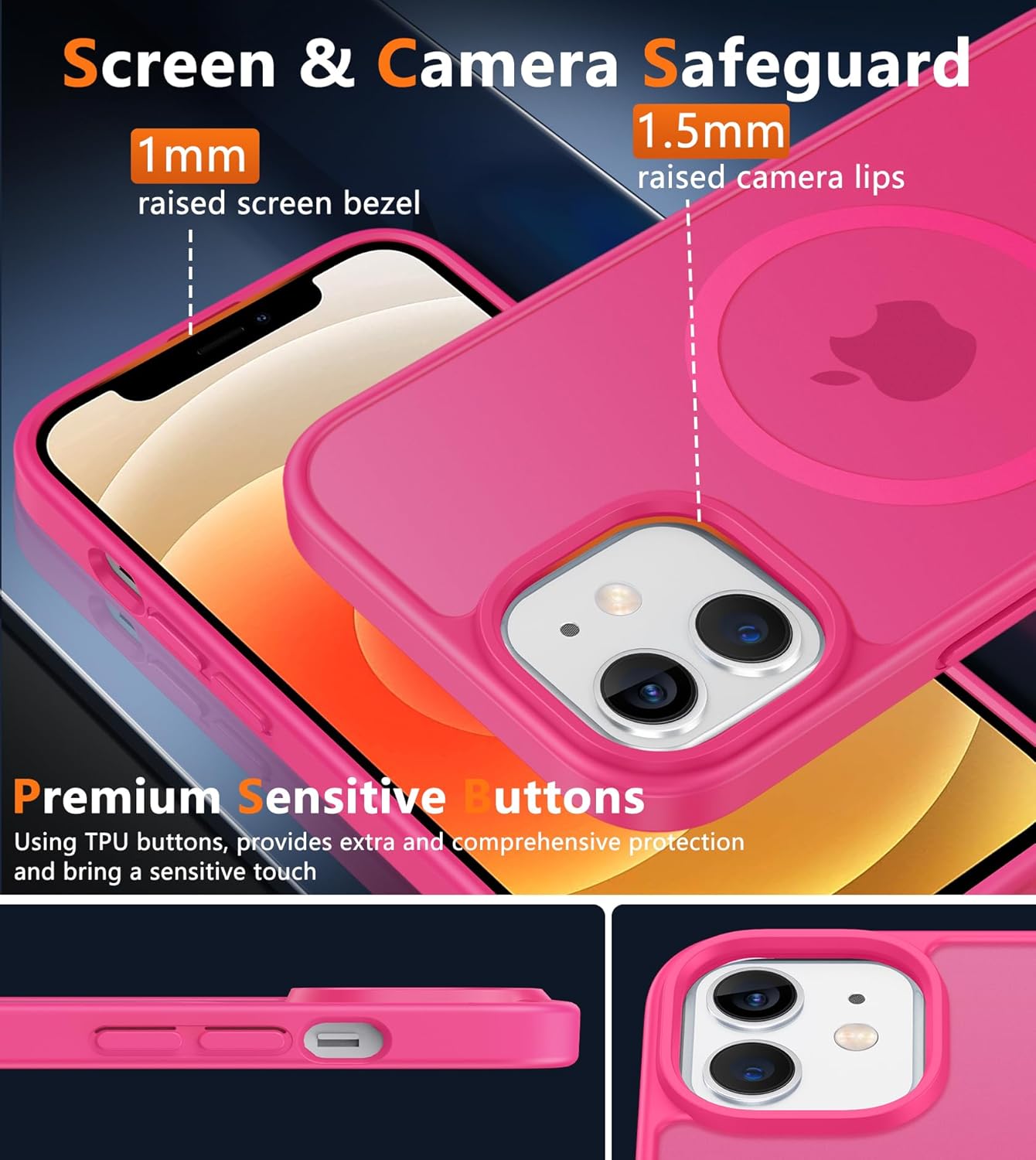 iPhone 12 Phone Case: for iPhone 12 Pro Magnetic Matte Textured Military Grade Drop Protection Translucent Cell Cover - Slim Durable Shockproof Protective Bumper