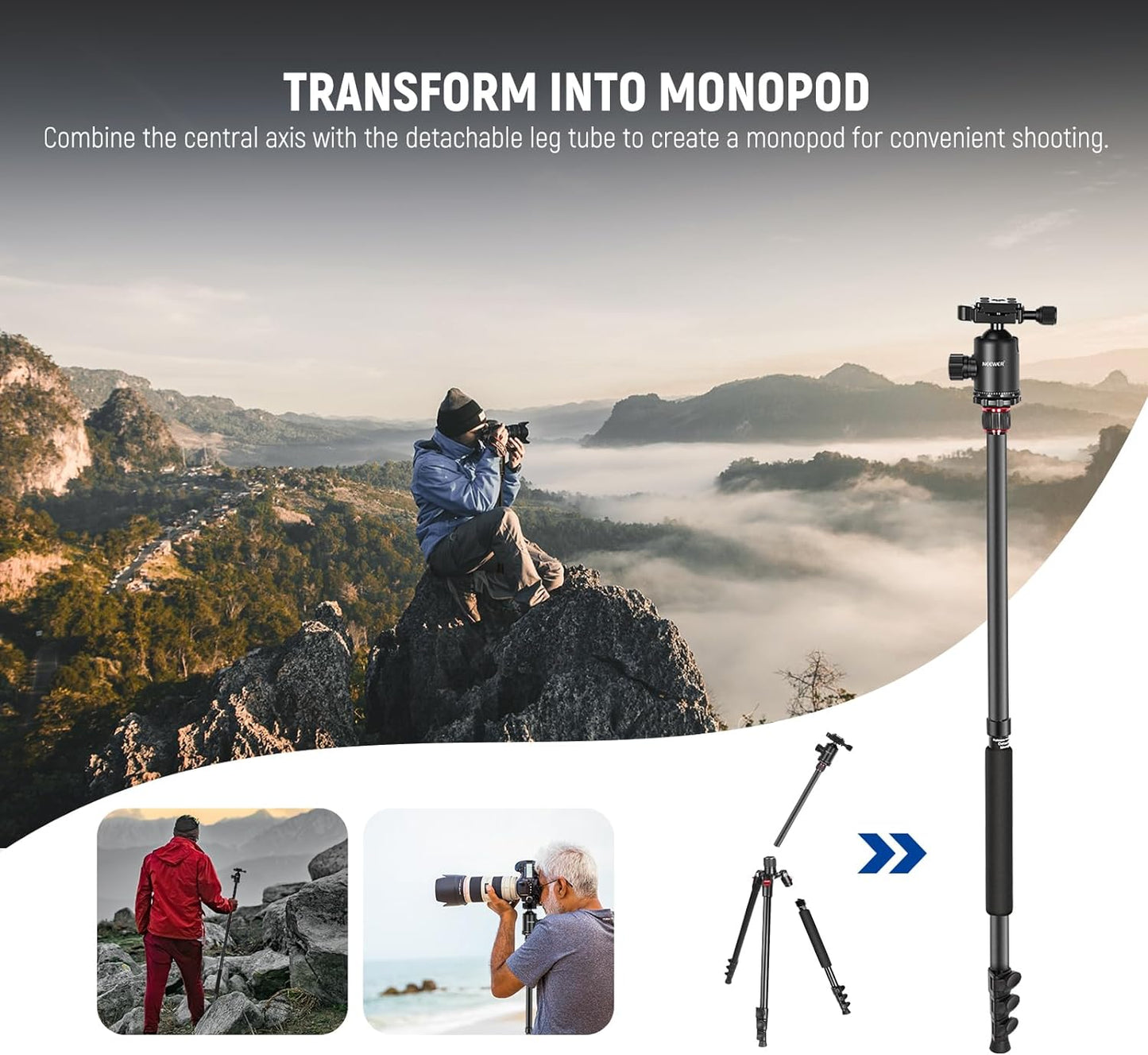 NEEWER 77 inch Camera Tripod Monopod for DSLR, Phone with 360° Panoramic Ball Head, 2 Axis Center Column, Arca Type QR Plate, Compact Aluminum Lightweight Travel Tripod 34lb Max Load, Bag Included