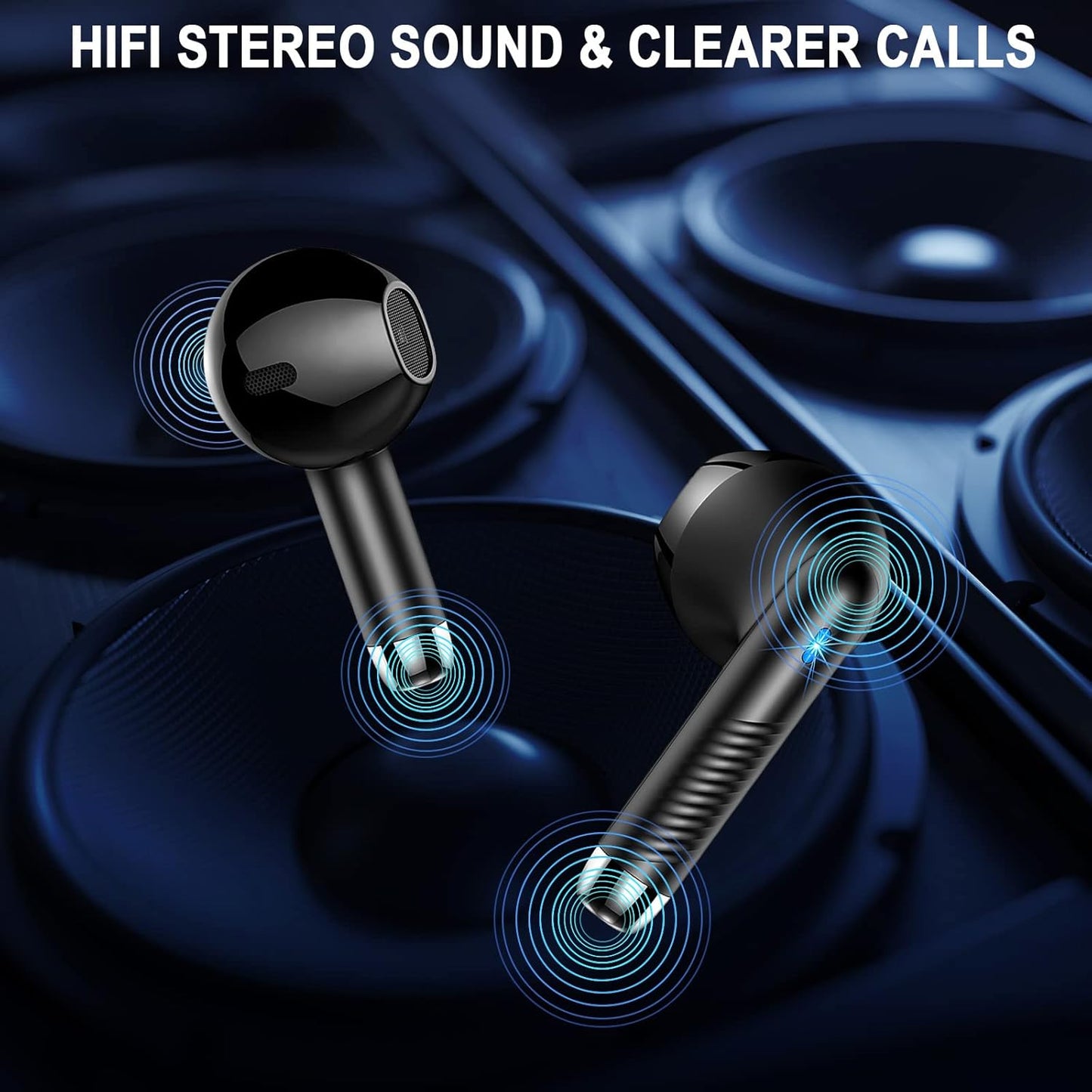 Wireless Earbuds, Bluetooth 5.4 Headphones HiFi Stereo, in Ear Earphones with 4 ENC Noise Cancelling Mics, 40H Playback Ear Buds with Mini Case, IP7 Waterproof Headset with LED Display, USB C Charging