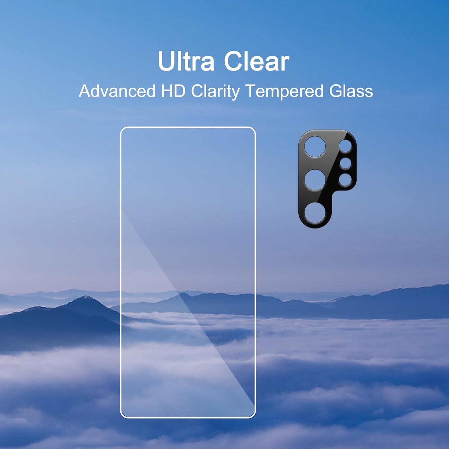 Ailun Glass Screen Protector for Galaxy S25 Ultra [6.9 Inch] 3Pack + 3Pack Camera Lens Tempered Glass Fingerprint Unlock 0.25mm Ultra Clear Anti-Scratch Case Friendly [Not For S25/S25 Plus]