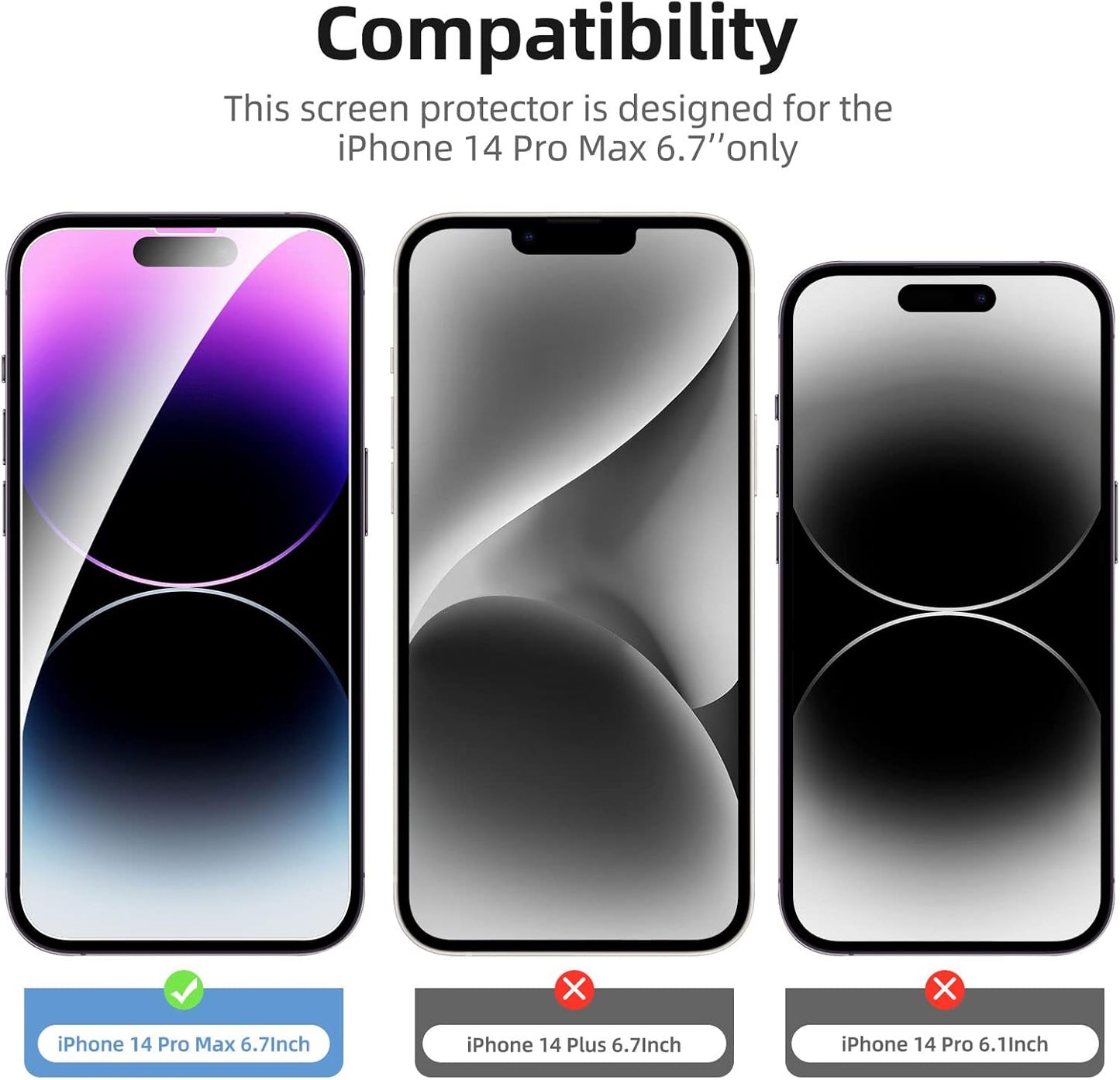 NEW'C 3 Pack Designed for iPhone 14 Pro Max (6,7") Screen Protector Tempered Glass, Case Friendly Anti Scratch Bubble Free Ultra Resistant