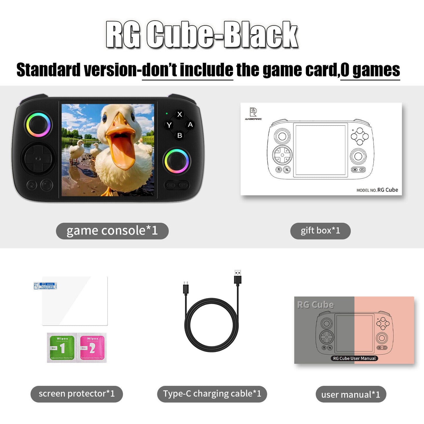 ANBERNIC RG Cube 3.95' IPS Handheld Game Console RGB Android 13 256G 9K+ Games