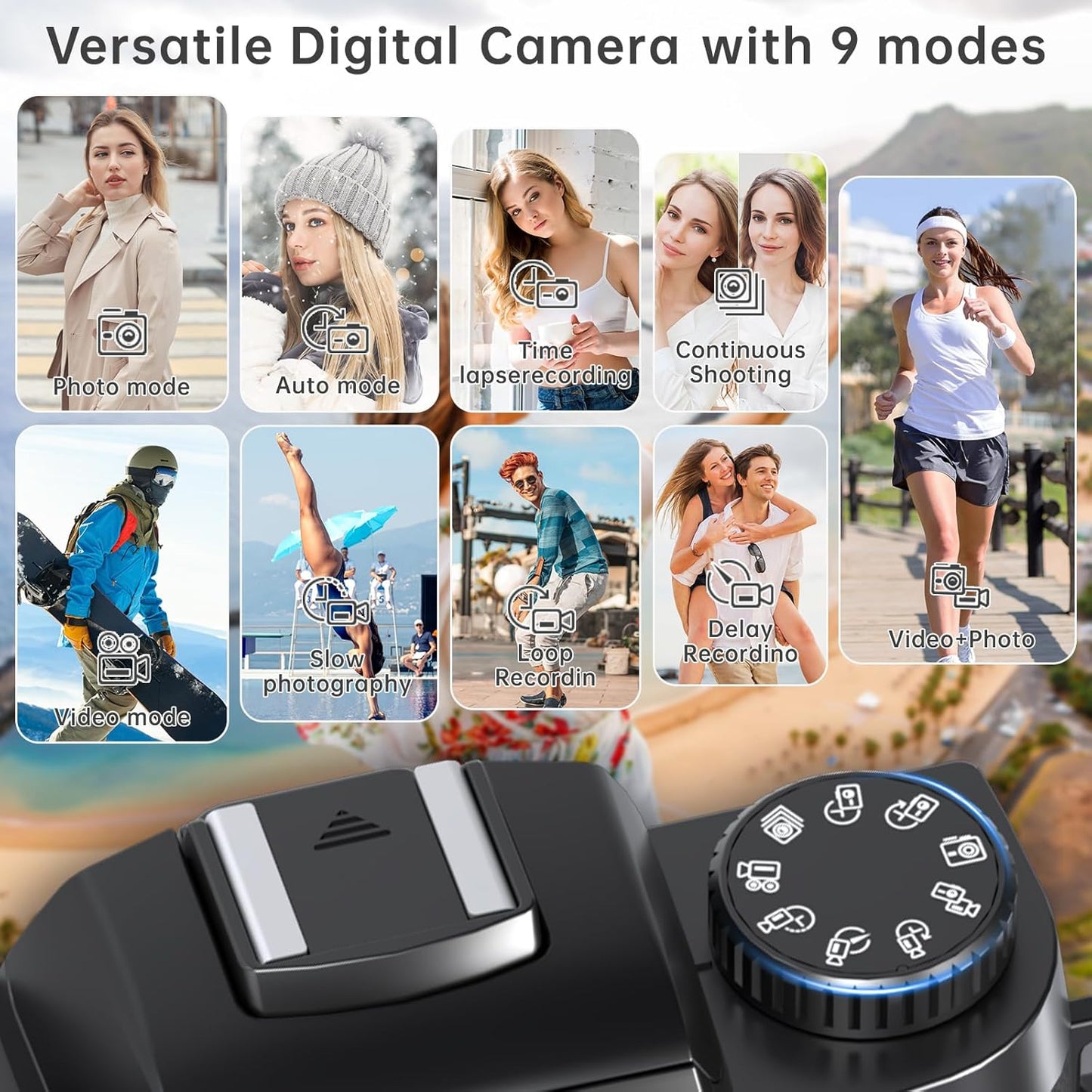 8K Digital Camera for Photography, Vlogging Camera for Youtube with Autofocus, WiFi Touchscreen 16X Digital Zoom Video Camera with 3000mAh Battery, Dual-lens, Lens Hood, 32GB TF Card and Flash,Black