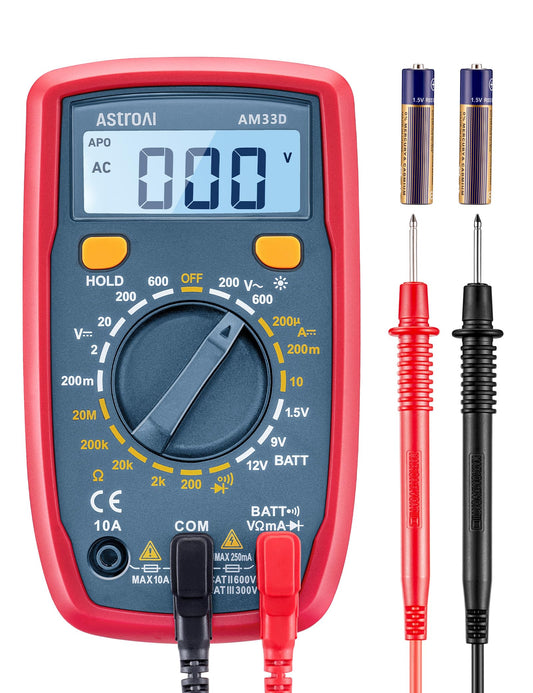 AstroAI Digital Multimeter Tester 2000 Counts with DC AC Voltmeter and Ohm Volt Amp Meter; Measures Voltage, Current, Resistance, Continuity and Diode, Blue