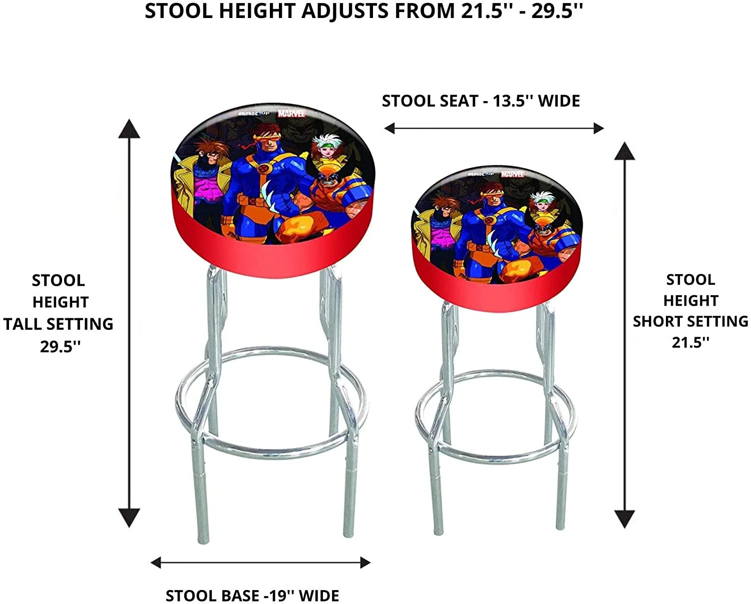 X-Men Vs Street Fighter Arcade Stool, Adjustable, Red/Multicolor