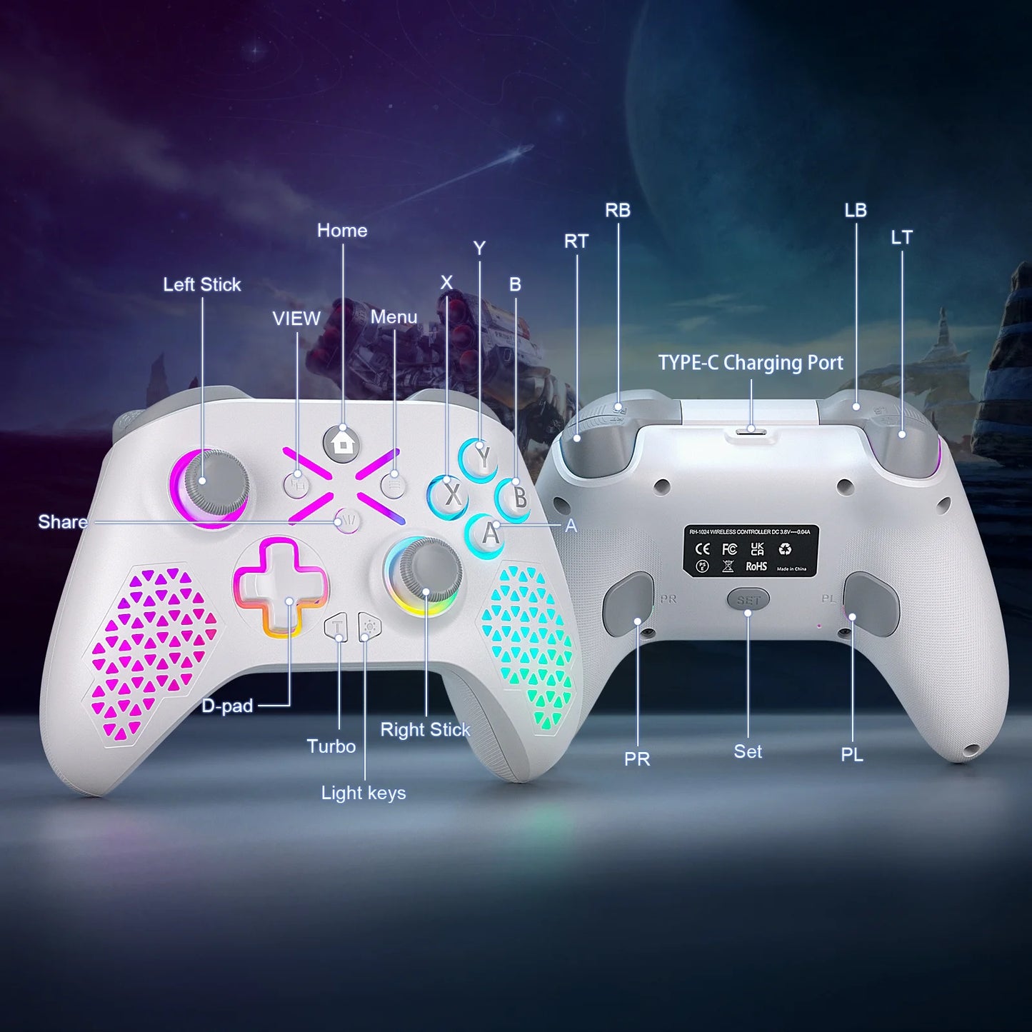 Wireless Xbox One Controller for Xbox with RGB LED Backlight Compatible with Xbox One, Xboxone X/S, Xbox Series X/S ,Windows PC