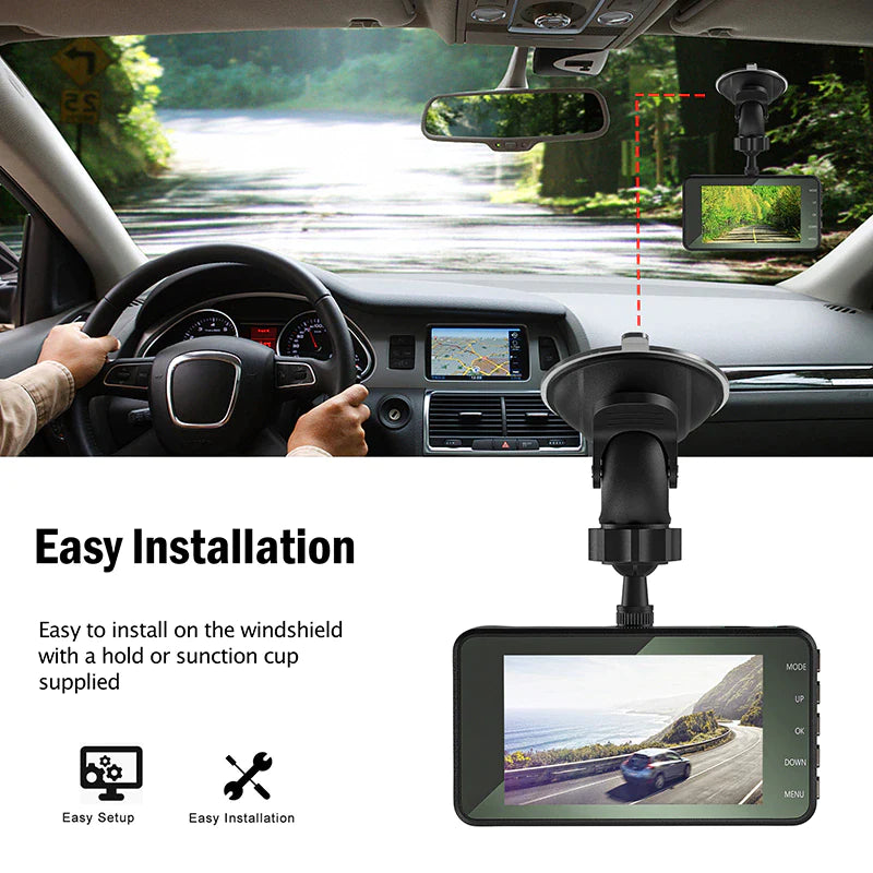 HD 1080P Car Dual Lens Dash Cam 4" DVR Recorder Front & Rear Camera Night Vision