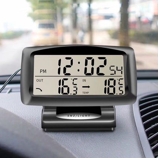 Car Thermometer Digital Alarm Clock Auto Vehicles Temperature Gauge with Backlight Car Electronics Accessories