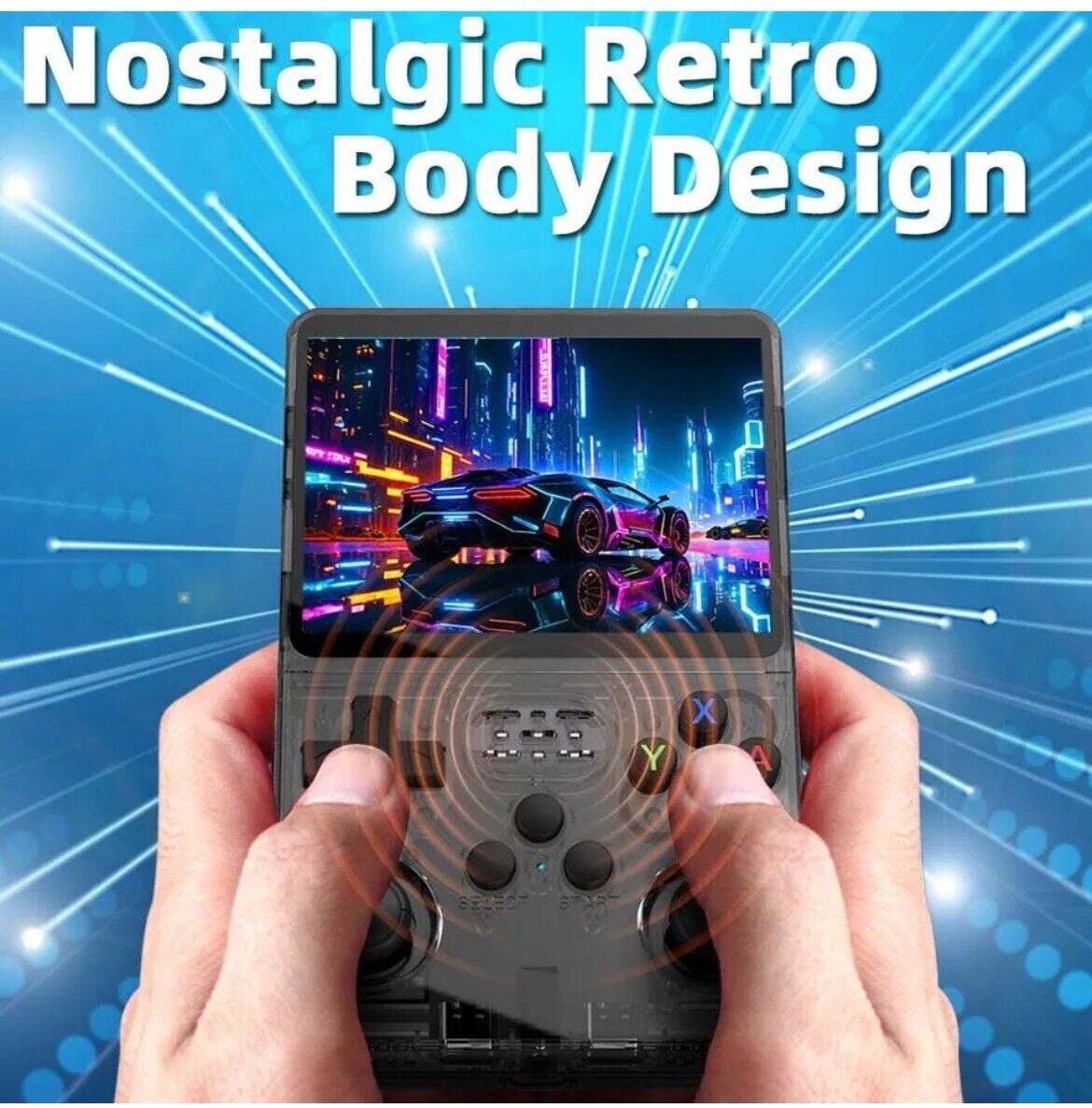 R36S Handheld Video Game Console - 15,000+ RETRO GAMES - 3.5 Inch Screen - Black