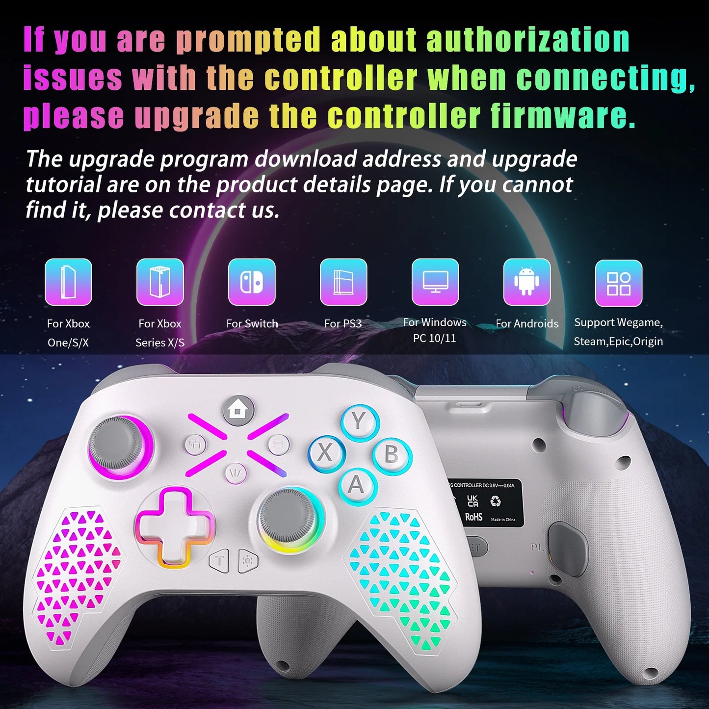 Wireless Xbox One Controller for Xbox with RGB LED Backlight Compatible with Xbox One, Xboxone X/S, Xbox Series X/S ,Windows PC