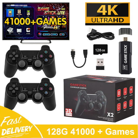 X2 Game Stick Retro Game Console 4K HD 2.4G Wireless Controller 128G 41000 Games