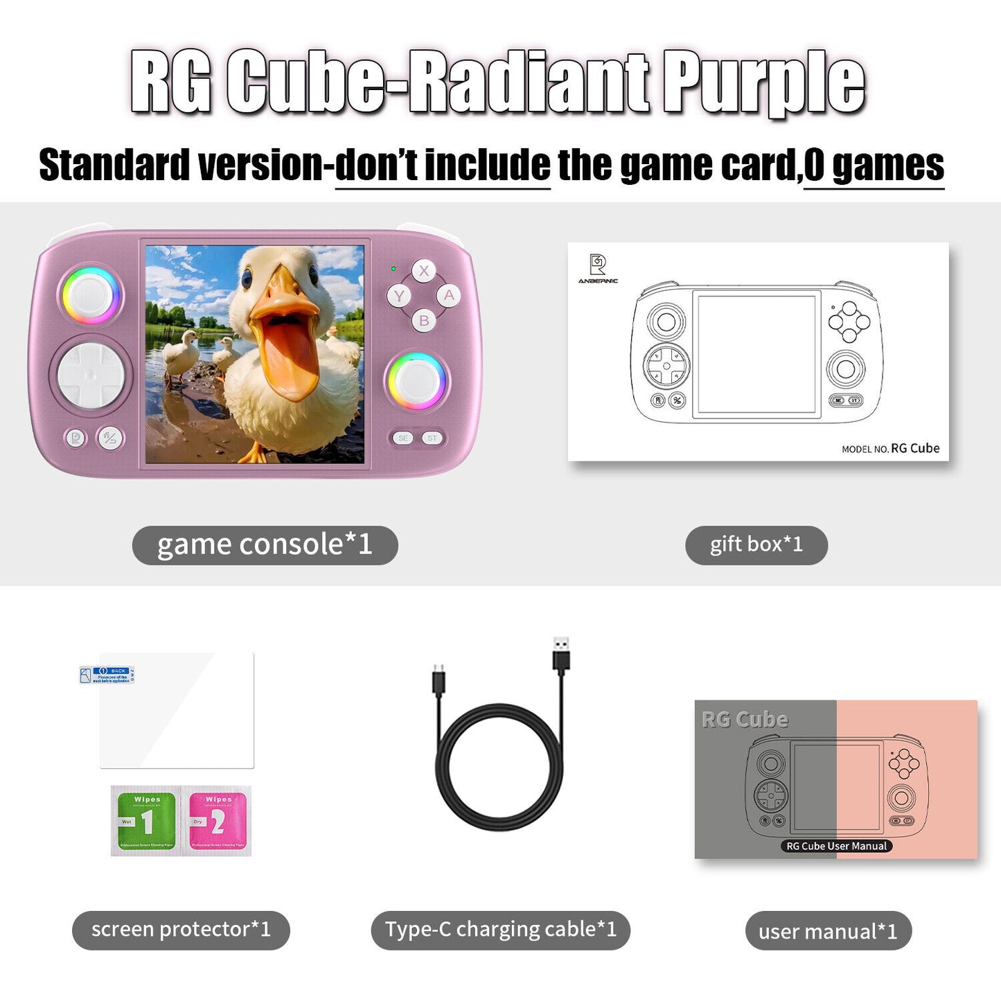 ANBERNIC RG Cube 3.95' IPS Handheld Game Console RGB Android 13 256G 9K+ Games