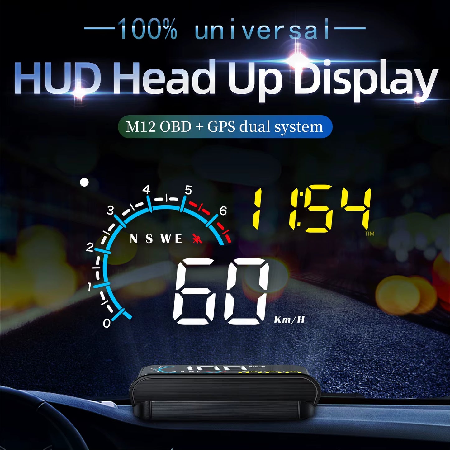 M12 HUD Car OBD2 GPS HUD On-Board Computer Auto Projector Head up Display Gadgets Inteligentes Electronics for Car Speedometer